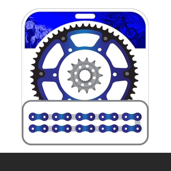 EK Stealth Chain and Sprockets Kit Coloured for Yamaha YZ250F 2010 to 2013
