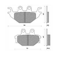 Rear Brake Pads ATV Organic for Kymco MXU 300 2008 to 2019
