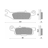 Rear Brake Pads ATV Sintered for Yamaha YFM700 Grizzly 2007 to 2009