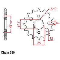 Front Sprocket Alternate Pitch Standard Gearing 17 Tooth 530 PITCH