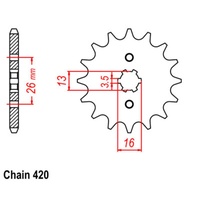 Optional Front Sprocket 13T for Yamaha YB100 1976-1980