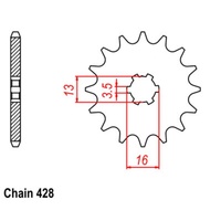 Front Sprocket Alternate Pitch - Standard Gearing 15 Tooth 428 PITCH