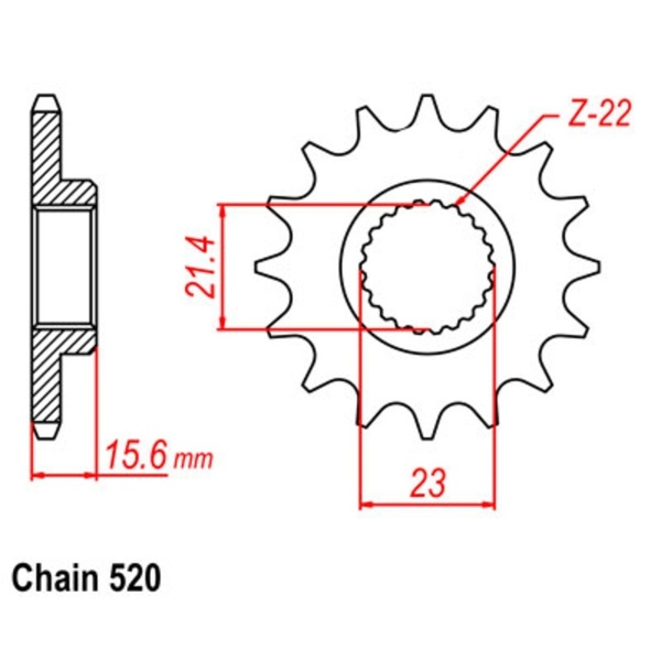 Supersprox Front Sprocket 13T 520 Pitch for Yamaha SZR660 1997 to 1998
