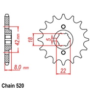 Standard Front Sprocket 14T for Suzuki RM465 1981 (does not fit 1982)