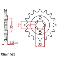 Standard Front Sprocket 15T for Yamaha XT250T 4V (DOHC) 1985-1987