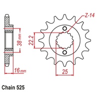 Optional Front Sprocket 14T for DUCATI ST4S 996 (ABS)  2003-2006