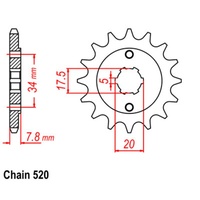 Standard Front Sprocket 13T for Honda CTX200 BUSHLANDER 2002-2016