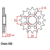 Optional Front Sprocket 15T for KTM 250 EXC ENDURO  1993-2018