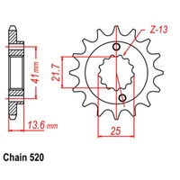 Optional Front Sprocket 13T for Honda XR650R 2001-2008