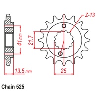 Optional Front Sprocket 15T for Honda NTV650 REVERE 1988-1990