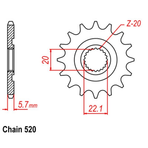 14T 520P Supersprox Stealth Front Sprocket for Yamaha WR250F 2001 to 2018