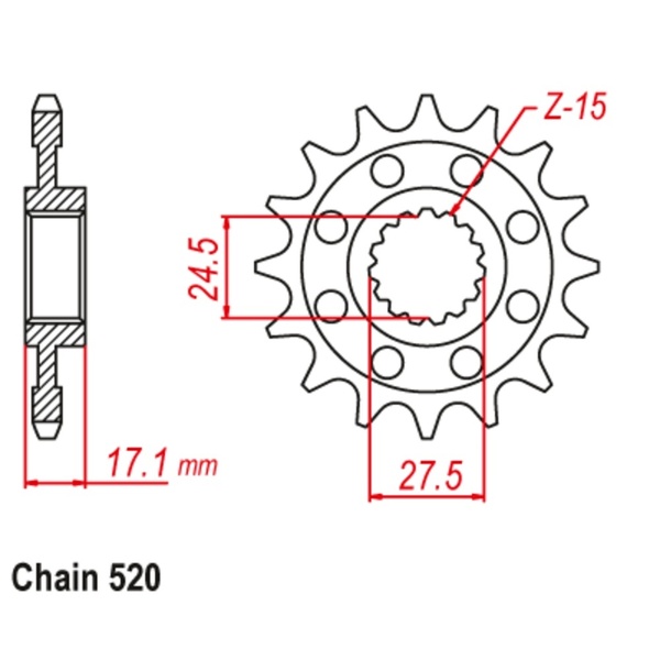15T 520P Front Sprocket Alt Pitch Stealth for DUC 959 Panigale 2016 to 2019