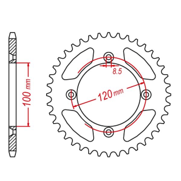 44T Supersprox Rear Sprocket Steel for Yamaha YZ65 2018 to 2023