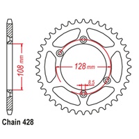 Optional Rear Sprocket 51T for Kawasaki KLX125 (B1-B2) Big Wheel 2003-2006