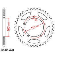 Standard Rear Sprocket 44T for Kawasaki KX60 1983-2004