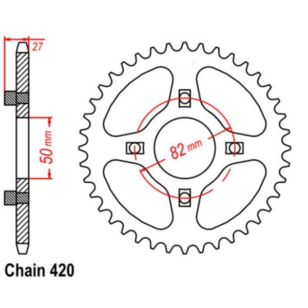 48T 420P Supersprox Rear Sprocket Steel for Honda TRX70 1986 to 1987