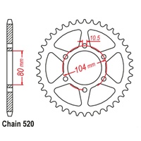 Optional Rear Sprocket 42T for Kawasaki GPZ550S (ZX550) UNITRACK 1984-1988