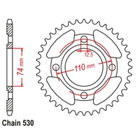 Optional Rear Sprocket 39T for Yamaha RD400 1976-1980
