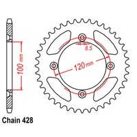 Optional Rear Sprocket 44T for Suzuki RM80 1989-2001