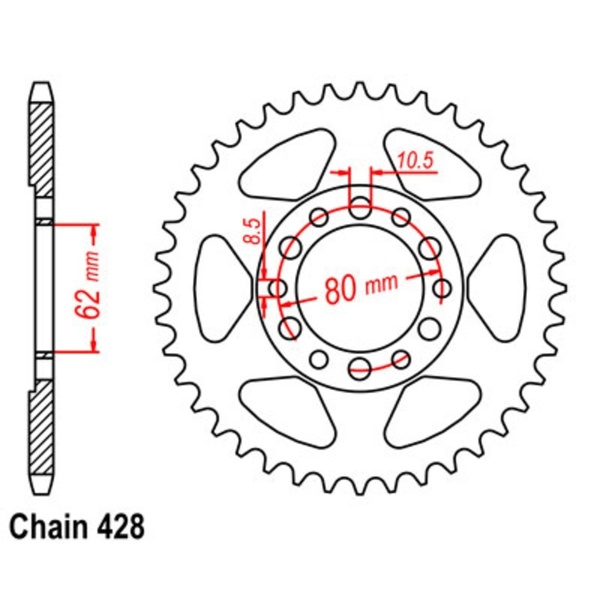 46T 428P Supersprox Rear Sprocket Steel for Yamaha TY125 1980 to 1983