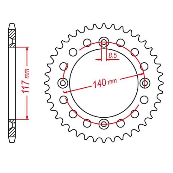 44T 525P Supersprox Rear Sprocket Steel for Yamaha YZ80 1984 to 1992