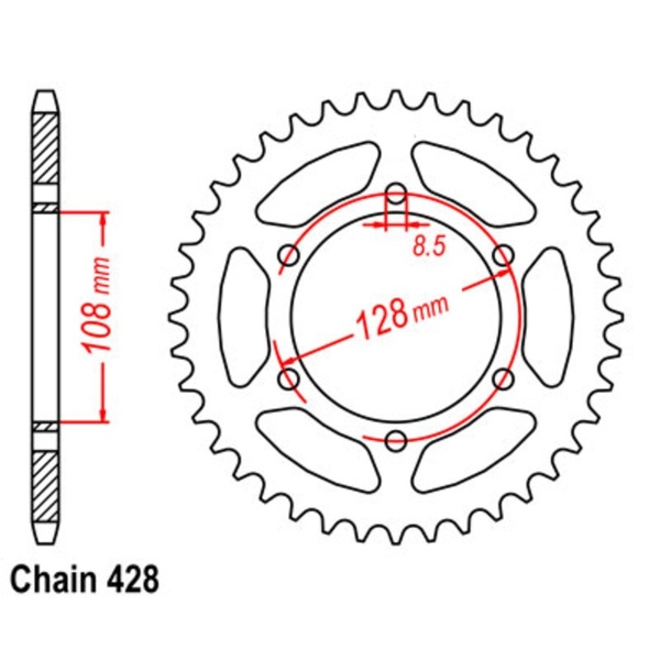 55T 428P Supersprox Rear Sprocket Steel for Suzuki DF125 1983 to 1988