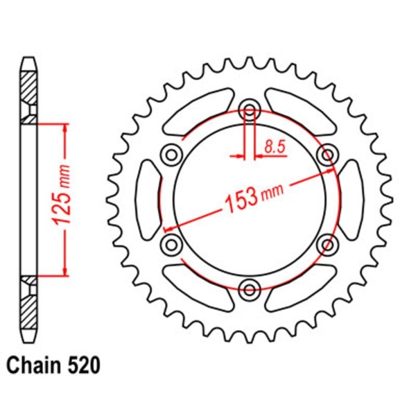 47T 520P Supersprox Steel Rear Sprocket for Honda CRM250AR 1998 to 1999