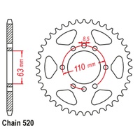 Rear Sprocket Steel - Standard Gearing 45