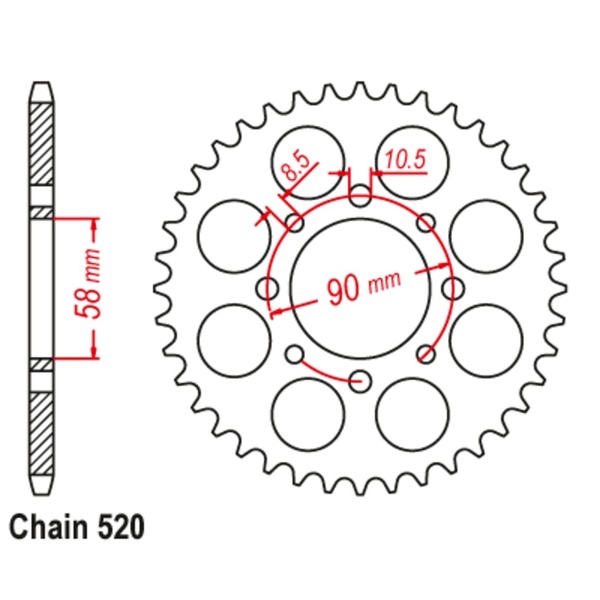 43T 520P Supersprox Steel Rear Sprocket for KTM 200 Duke 2012 to 2014