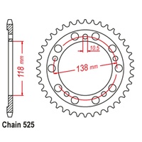 Standard Rear Sprocket 39T for Honda CBR400RR (IMPORT NC29) 1996