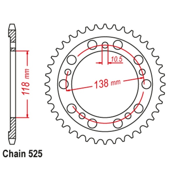 39T 525P Supersprox Steel Rear Sprocket for Honda CBR400RR NC29 1989 to 1994