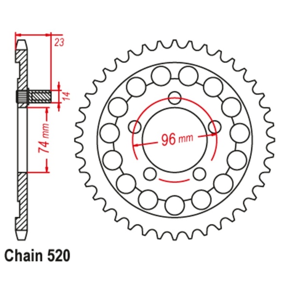 40T 520P Supersprox Steel Rear Sprocket for Honda NSR250 MC21 1992 to 1995