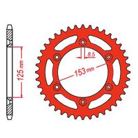 SPROCKET REAR MTX ZERO Alloy MX 210 47T #520 RED