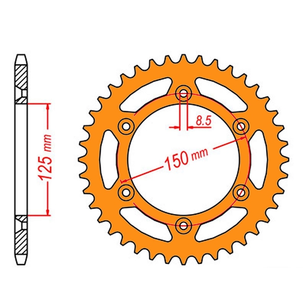 SPROCKET REAR MTX ZERO Alloy MX 897 51T #520 ORG