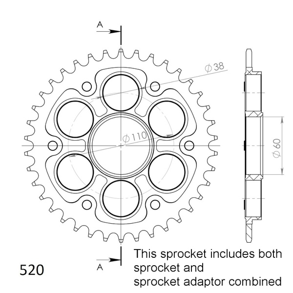38T Stealth Supersprox Ducati Rear Sprocket (737)
