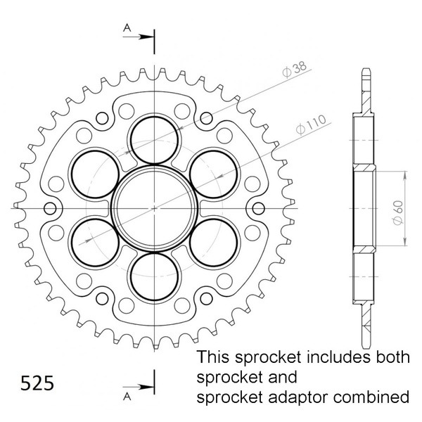 40T Stealth Rear Sprocket Ducati Panigale 1199/1299  525p  (755_525)  Gold