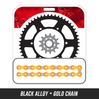 Chain and Alloy Sprocket kit | Black Alloy Rear Sprocket | 13/49T