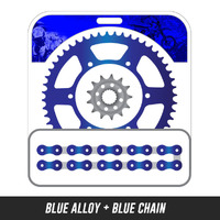 Chain and Alloy Sprocket kit | Blue Alloy Rear Sprocket | 13/49T