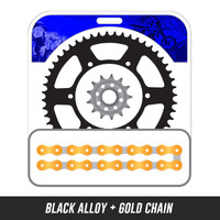 Chain and Alloy Sprocket kit | Black Alloy Rear Sprocket | 13/49T