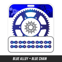 Chain and Alloy Sprocket kit | Blue Alloy Rear Sprocket | 14/50T