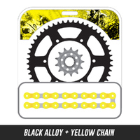 Chain and Alloy Sprocket kit | Black Alloy Rear Sprocket | 13/50T