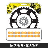 Chain and Alloy Sprocket kit | Black Alloy Rear Sprocket | 14/47T
