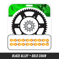 Chain and Alloy Sprocket kit | Black Alloy Rear Sprocket | 13/47T
