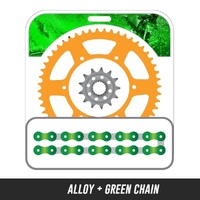 Chain and Alloy Sprocket kit | Gold Alloy Rear Sprocket | 13/51T