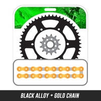 Chain and Alloy Sprocket kit | Black Alloy Rear Sprocket | 13/51T