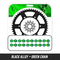 Chain and Alloy Sprocket kit | Black Alloy Rear Sprocket | 13/48T