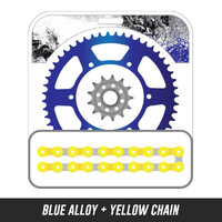 Chain and Alloy Sprocket kit | Blue Alloy Rear Sprocket | 13/50T