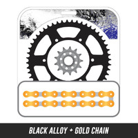 Chain and Alloy Sprocket kit | Black Alloy Rear Sprocket | 14/50T