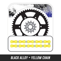 Chain and Alloy Sprocket kit | Black Alloy Rear Sprocket | 13/49T