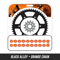 Chain and Alloy Sprocket kit | Black Alloy Rear Sprocket | 14/50T
